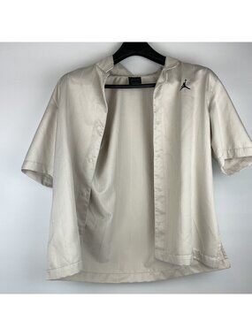 Air Jordan Women's Cream Button Down Shirt – Loose Fit | Size M
